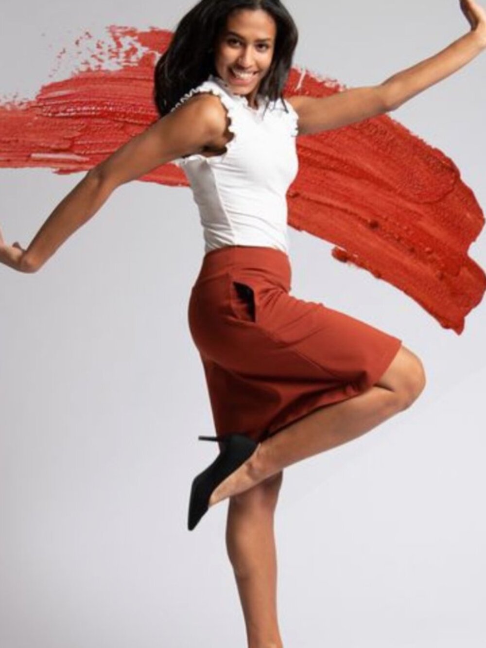 New Betabrand Burnt Sienna A Line Ponte Skort Skirt Large